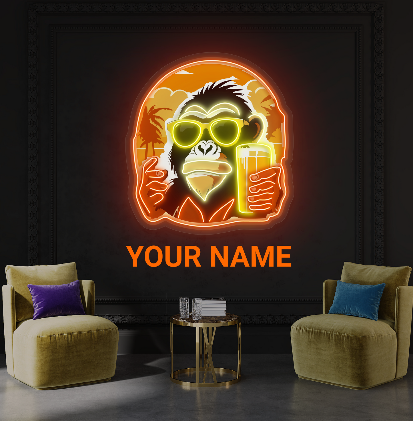 Enseigne Néon LED Artwork Singe Cool