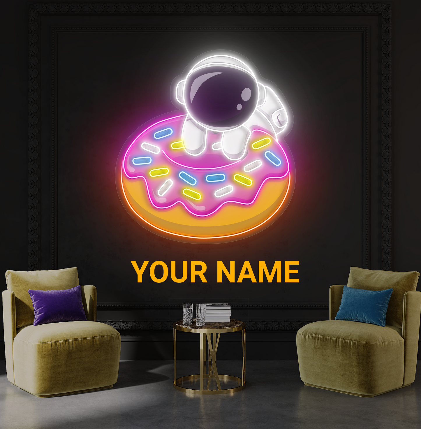 Enseigne néon LED Donut Astronaute