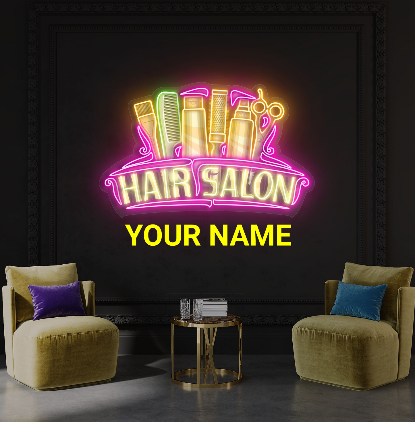 Enseigne Néon LED "Œuvre d'art Salon de coiffure"
