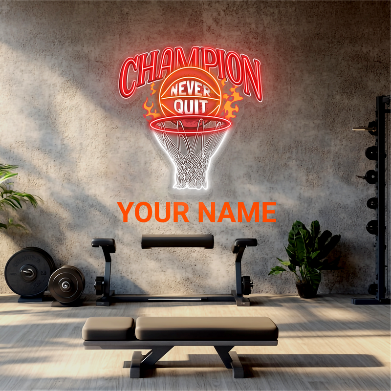 Enseigne Néon LED "Champion de Basketball"