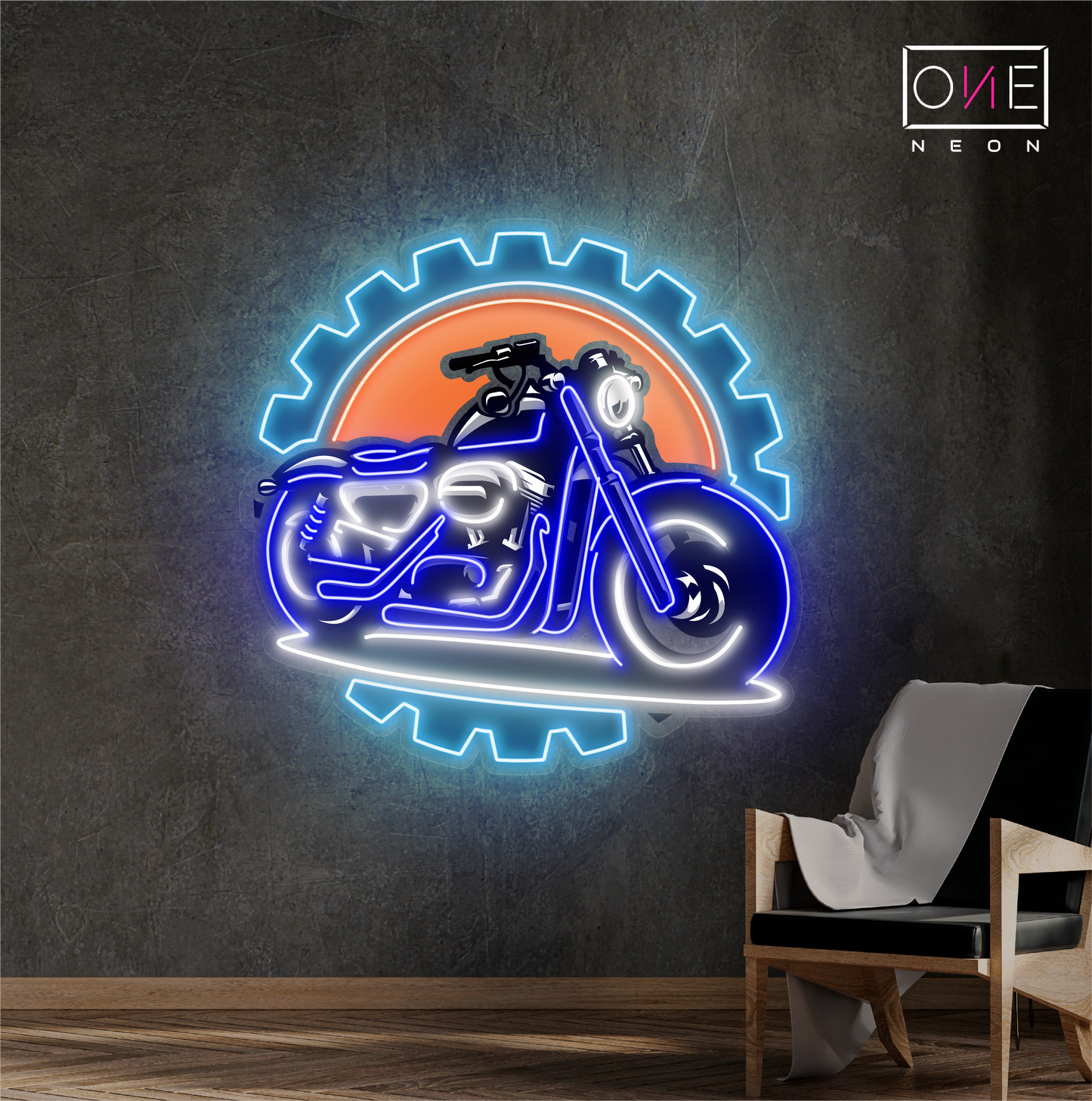 Enseigne néon LED murale « Gearhead Ride »