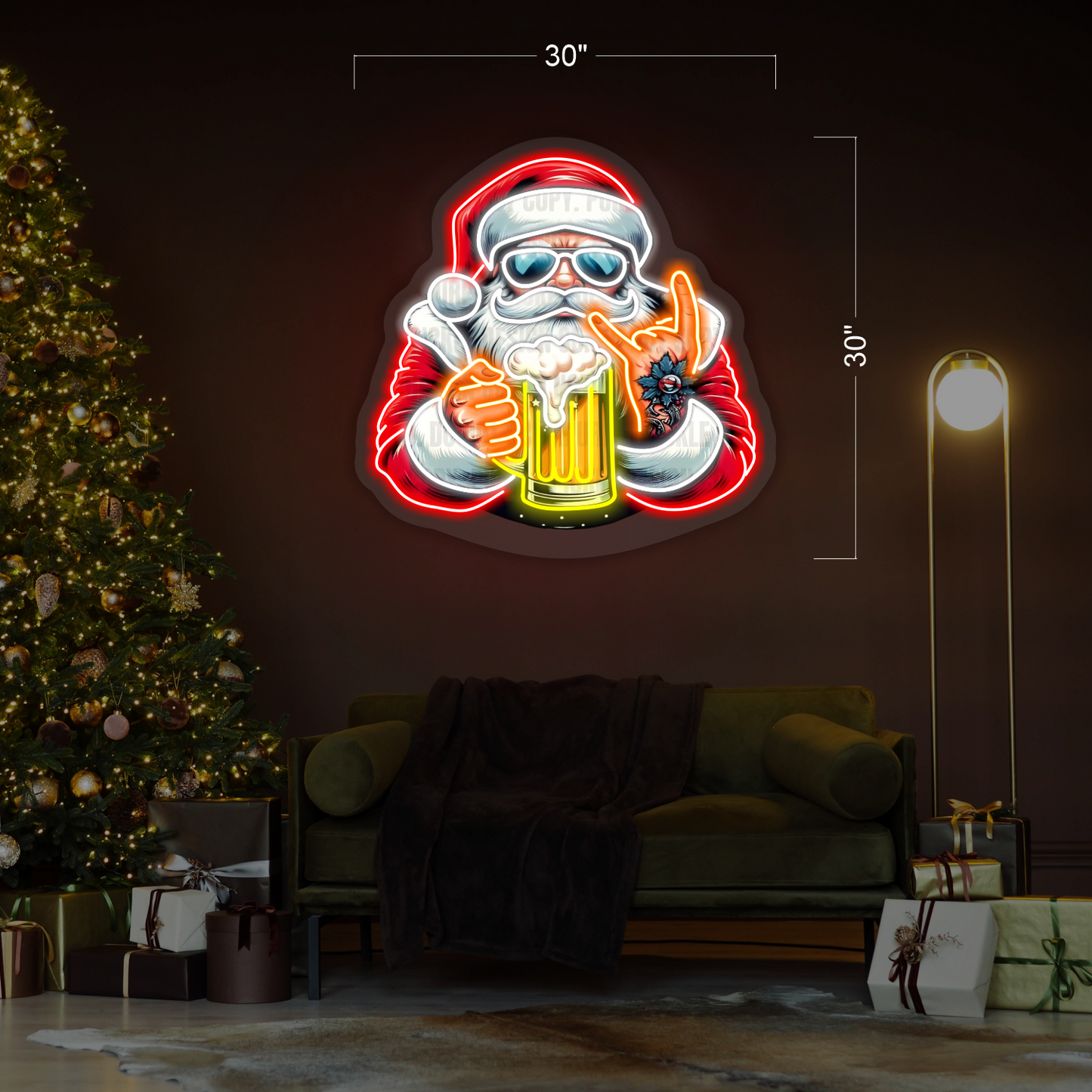 Enseigne néon LED "Merry Santa Cheers"