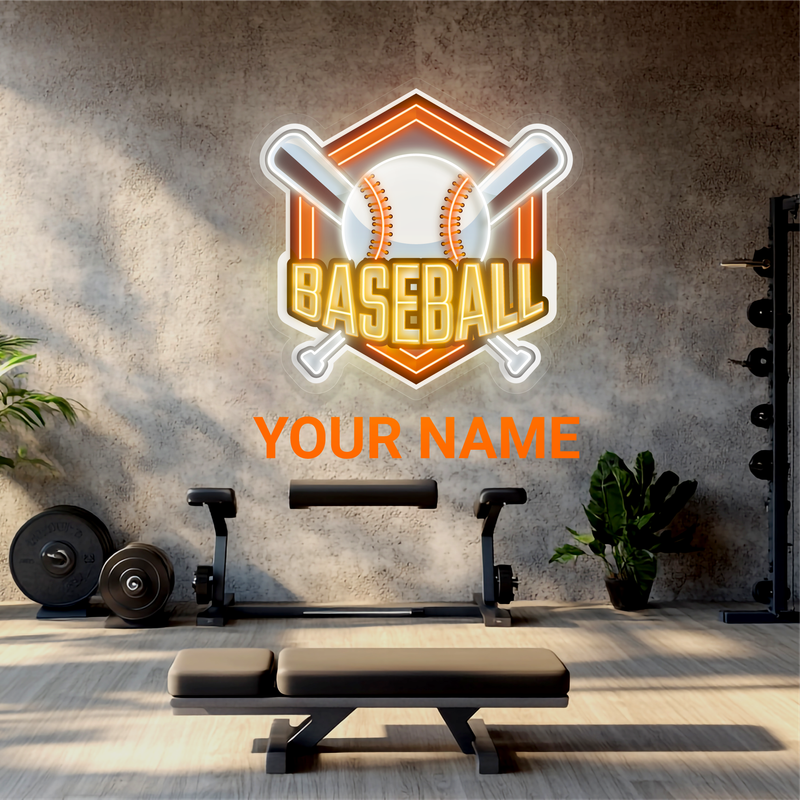 Enseigne néon LED œuvre d'art de baseball
