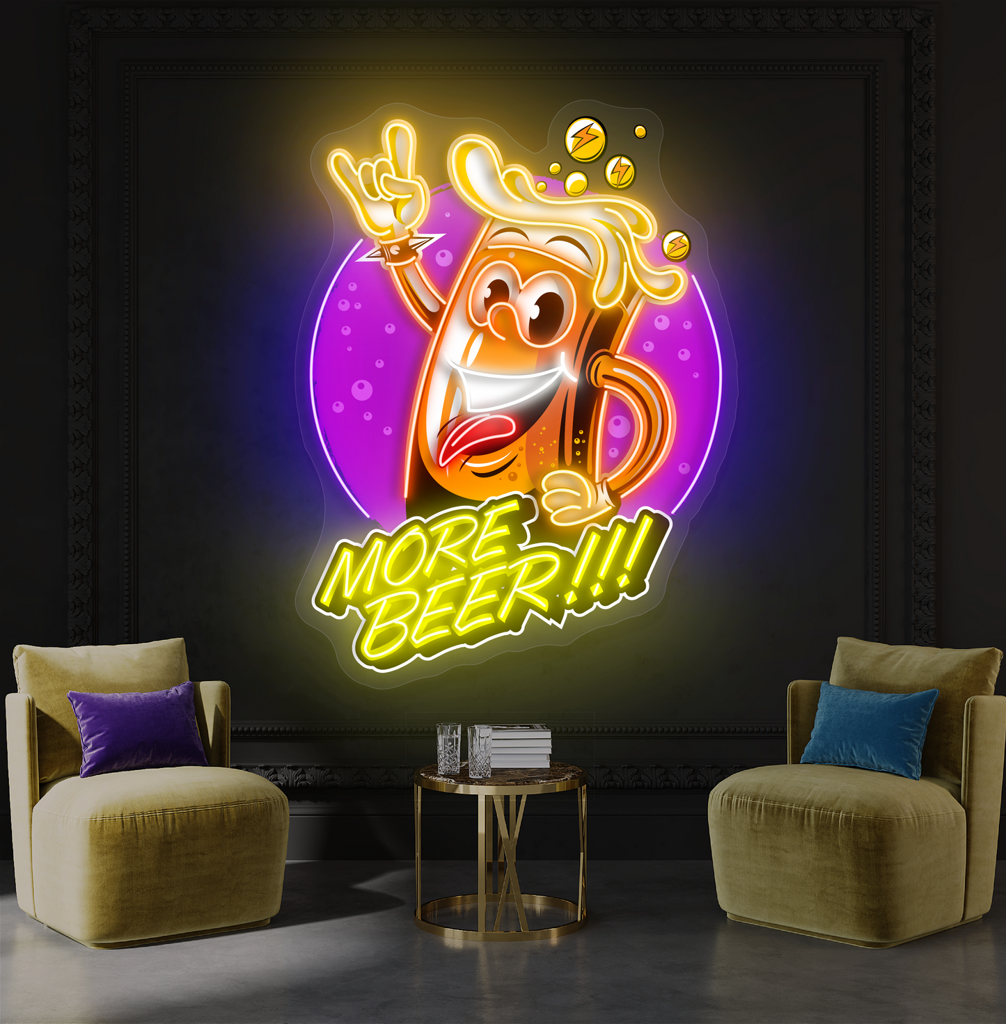 Plus de bière !!! Enseigne LED Néon Art