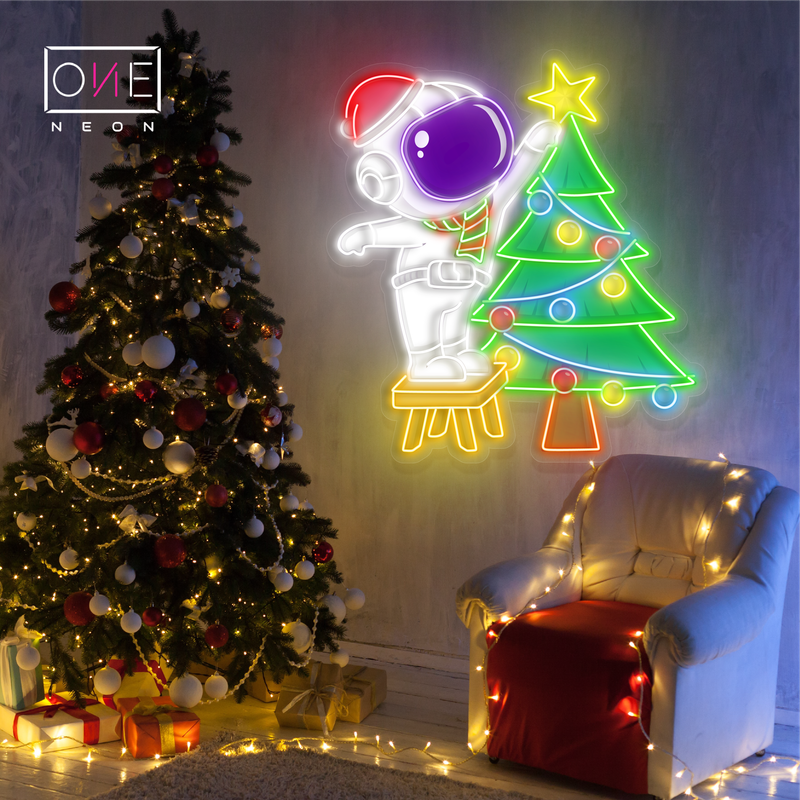 Enseigne néon LED artistique de l'astronaute de Noël