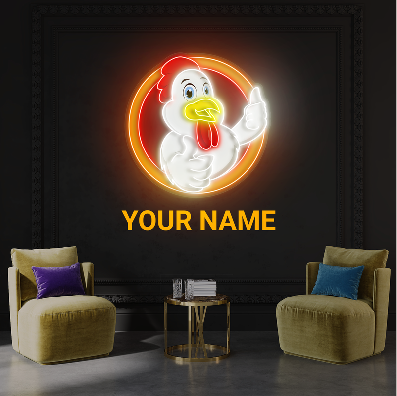 Enseigne néon LED "Poulet Pouce levé"