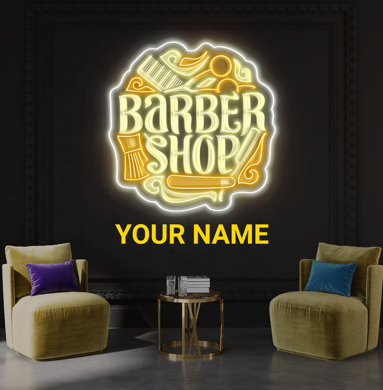 Enseigne néon LED murale de barbier