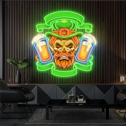 Leprechaun's Double Pint Artwork Led Neon Sign