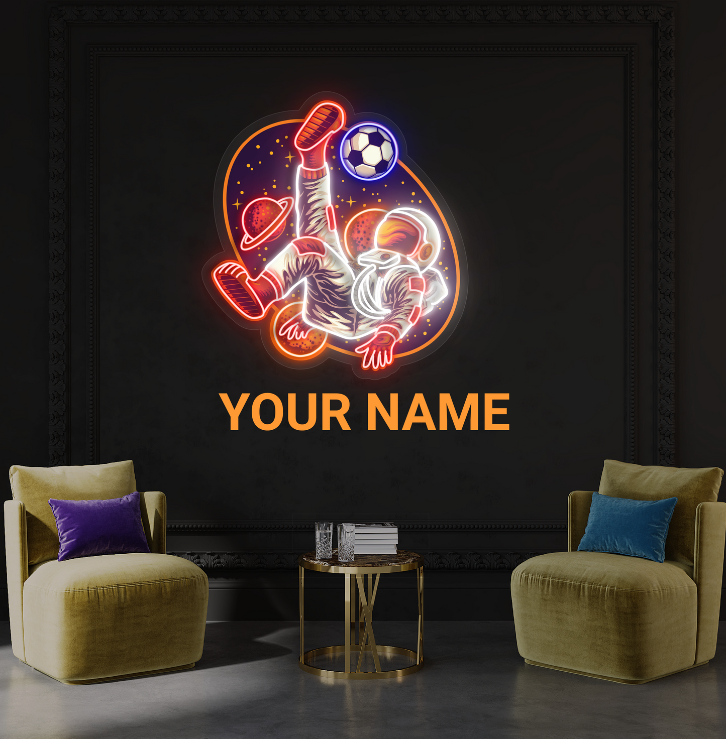Enseigne néon LED Football Astronautique