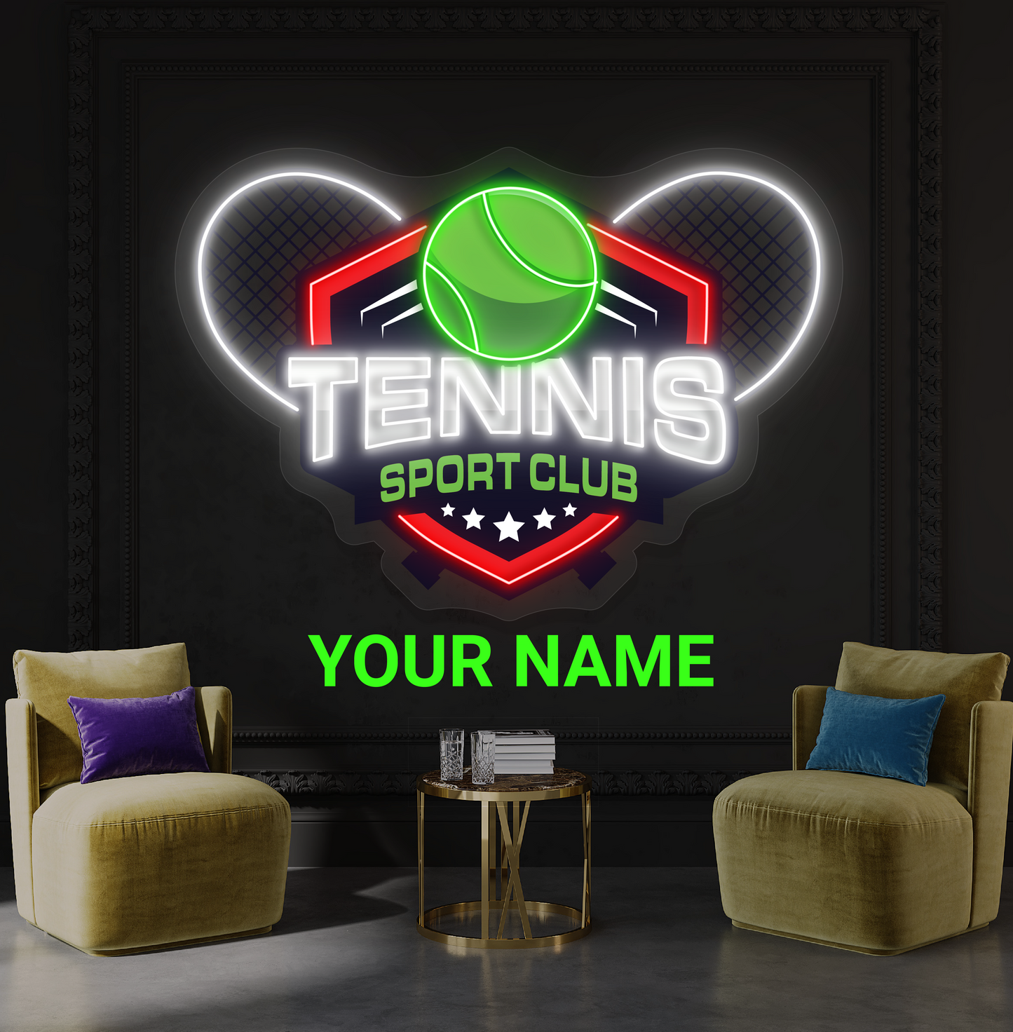 Enseigne lumineuse LED néon Club de tennis