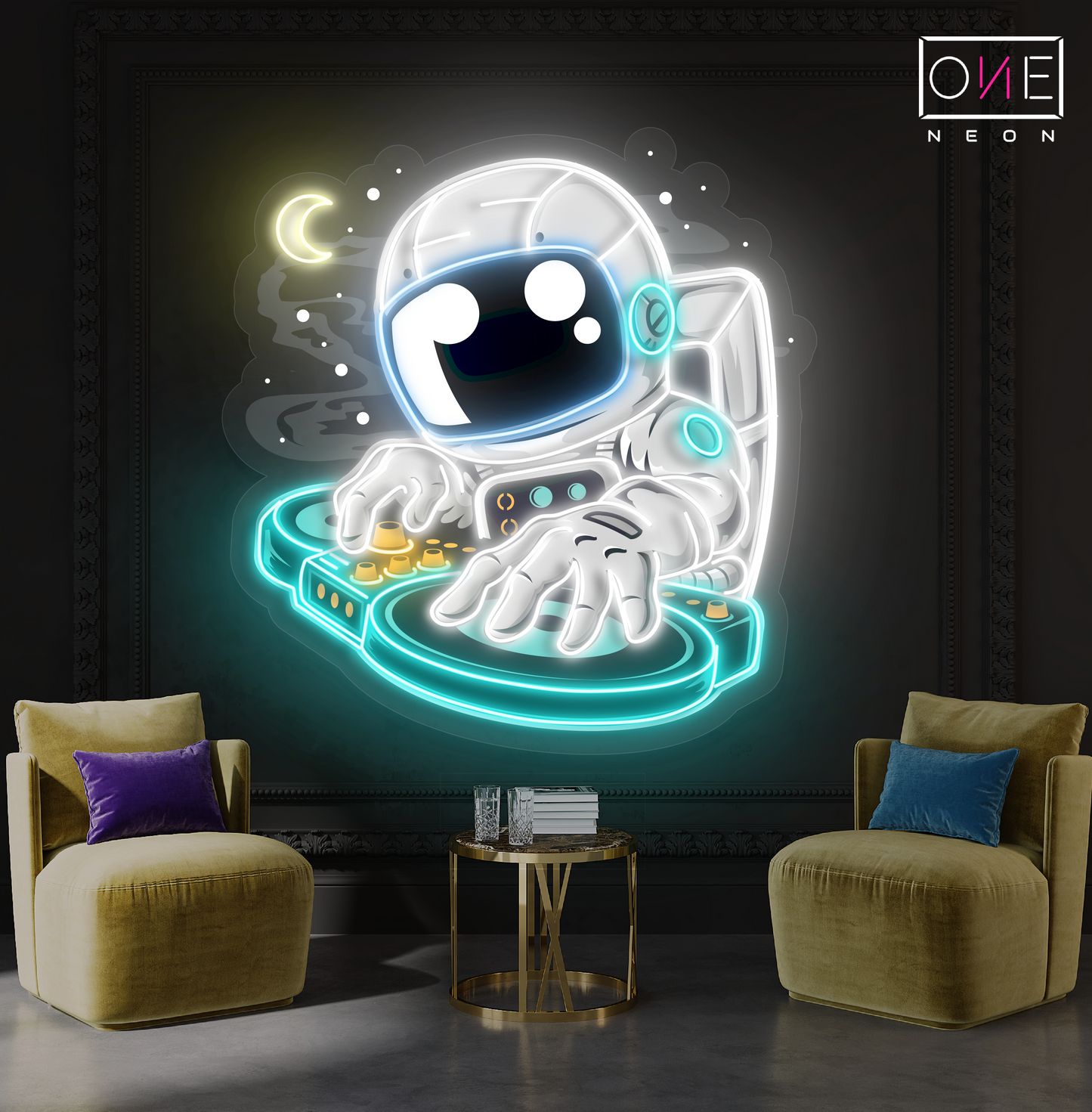 Enseigne néon LED Astronaute DJ Artwork