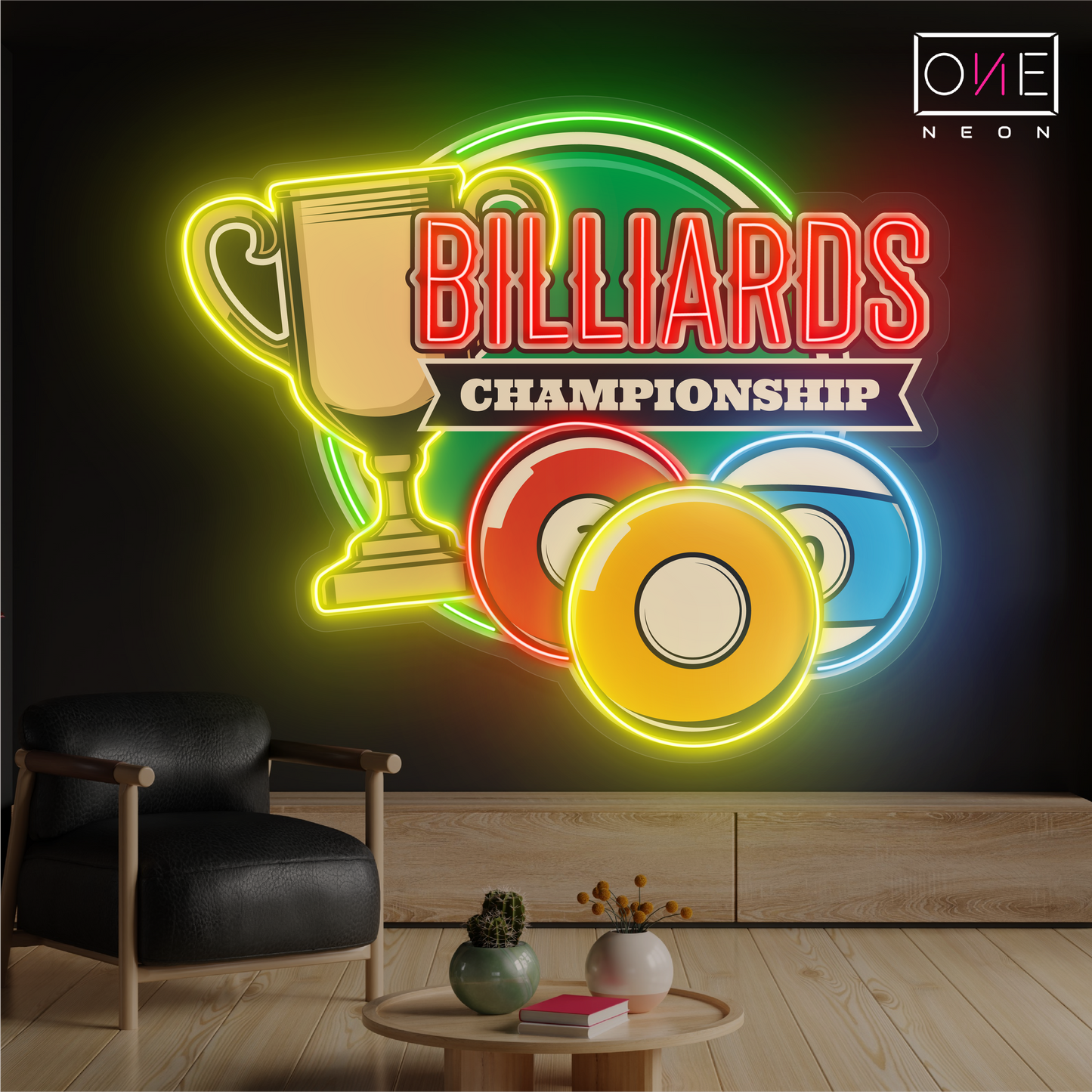Enseigne Néon LED "Championnat de Billard"