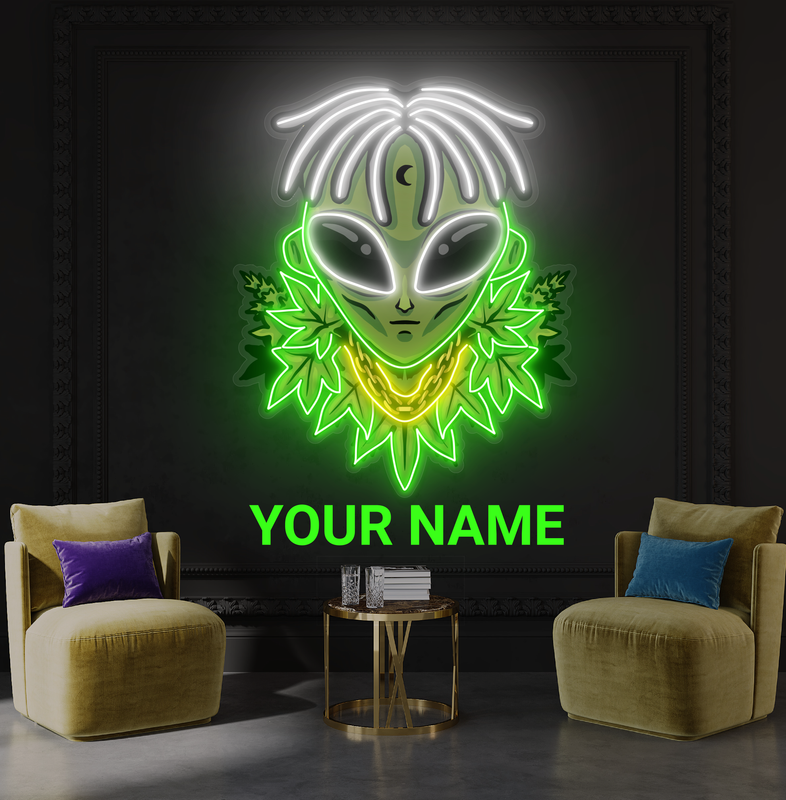 Enseigne néon LED Alien Leaf King Artwork