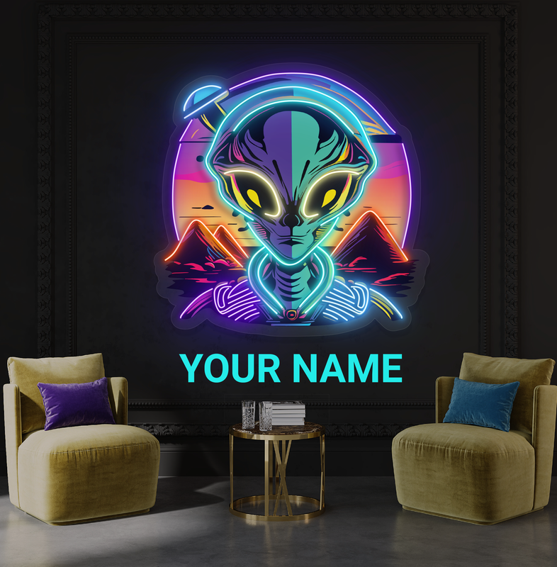 Enseigne néon LED "Rencontre mystique avec un extraterrestre"