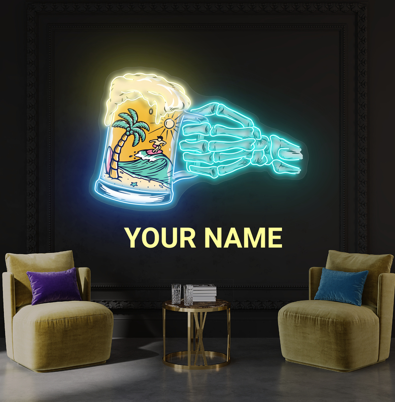 Enseigne Néon LED "Skeleton's Beach Beer"
