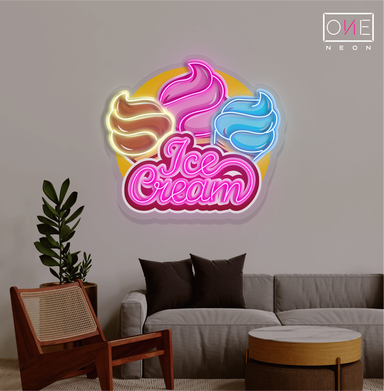 Enseigne néon LED représentant une glace