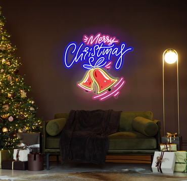 Enseigne néon LED Joyeux Noël Bell