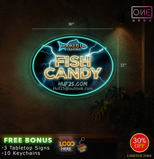 FISH CANDY & HOOK UP FISHING | LED Neon Sign (2 SIGNS)