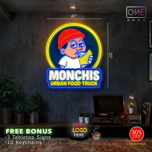 Monchis Urban Food Truck Logo | LED Neon Sign (Outdoor)