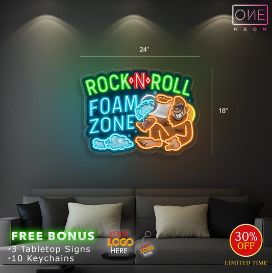 ROCK N ROLL FOAM ZONE | LED Neon Sign