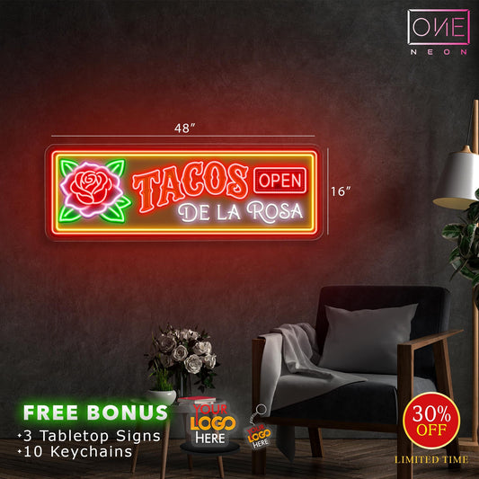 TACOS DE LA ROSA | LED Neon Sign