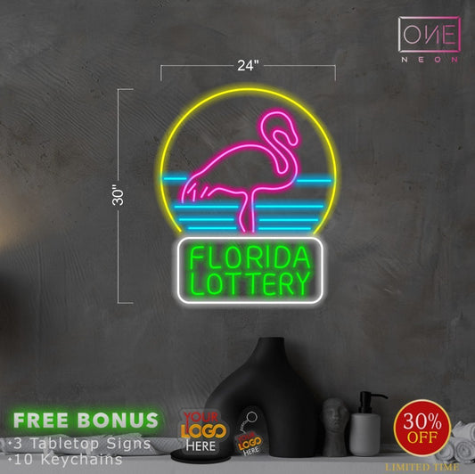 FLORIDA LOTTERY & EXOTIC SNACKS & CHECK CASHING CAMBIO DE CHEQUES | LED Neon Sign