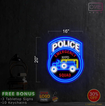 POLICE EMERGENCY SQUAD | LED Neon Sign (5 signs)