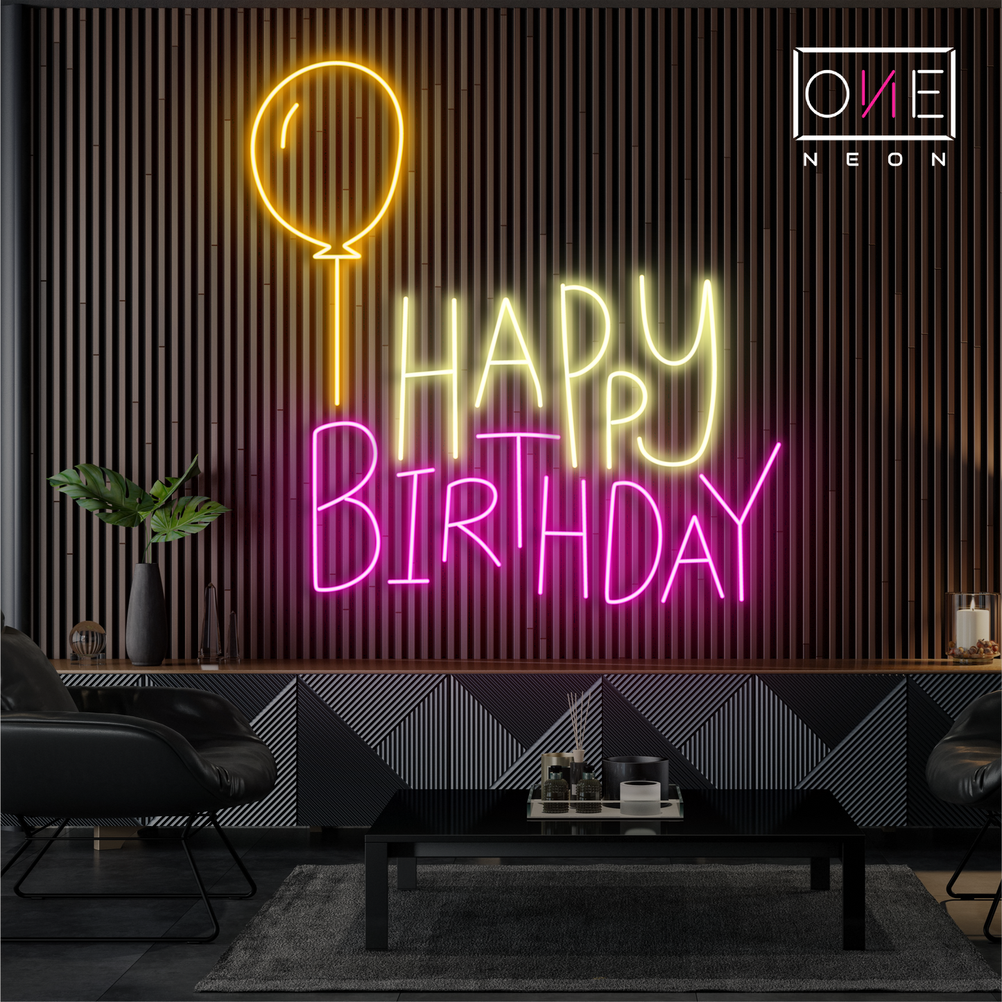 Enseigne néon LED Joyeux Anniversaire Ballon
