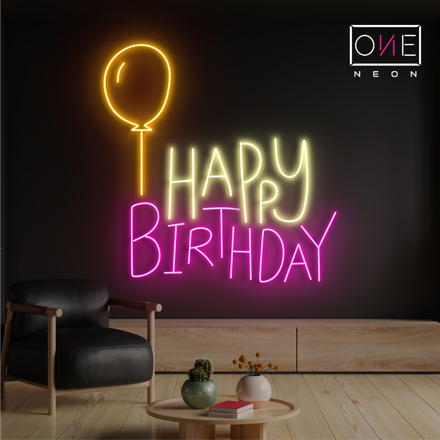 Enseigne néon LED Joyeux Anniversaire Ballon