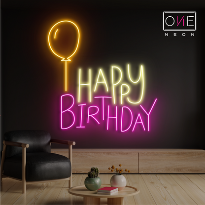 Enseigne néon LED Joyeux Anniversaire Ballon