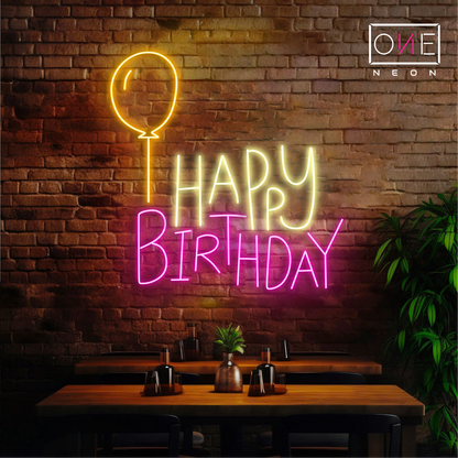 Enseigne néon LED Joyeux Anniversaire Ballon