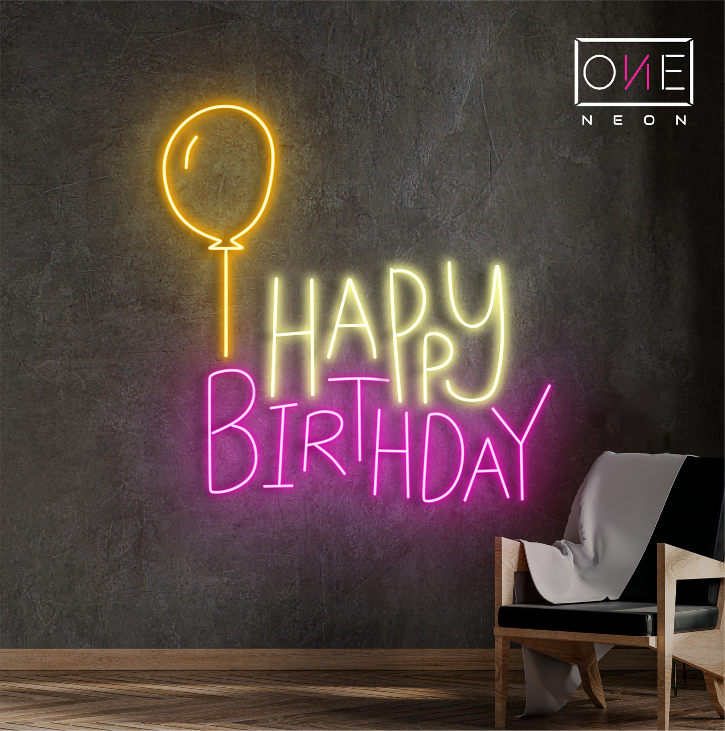 Enseigne néon LED Joyeux Anniversaire Ballon