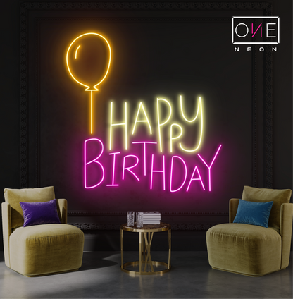 Enseigne néon LED Joyeux Anniversaire Ballon