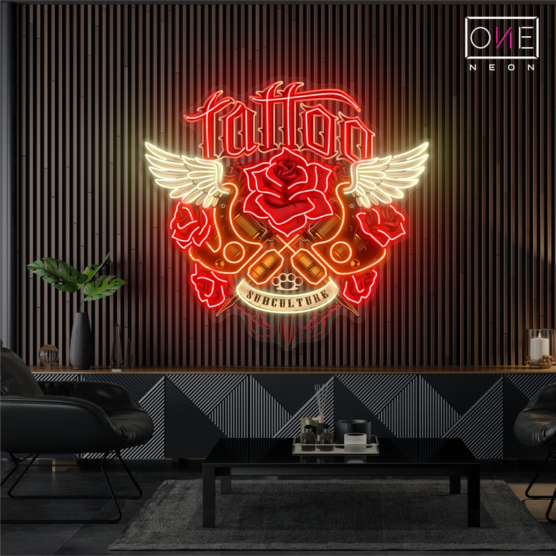 Enseigne Néon LED "Ailes de Tatouage"