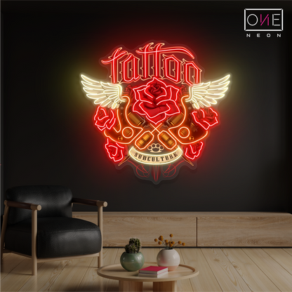 Enseigne Néon LED "Ailes de Tatouage"