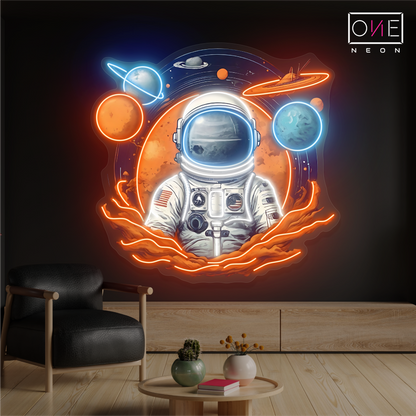 Enseigne néon LED Astronaute explorateur galactique