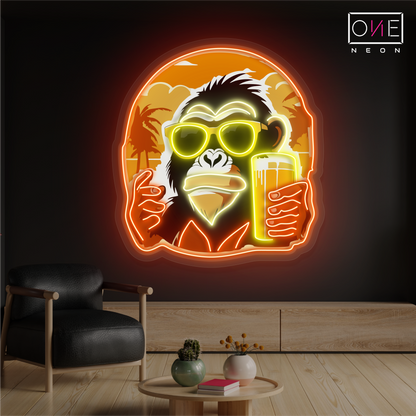 Enseigne Néon LED Artwork Singe Cool