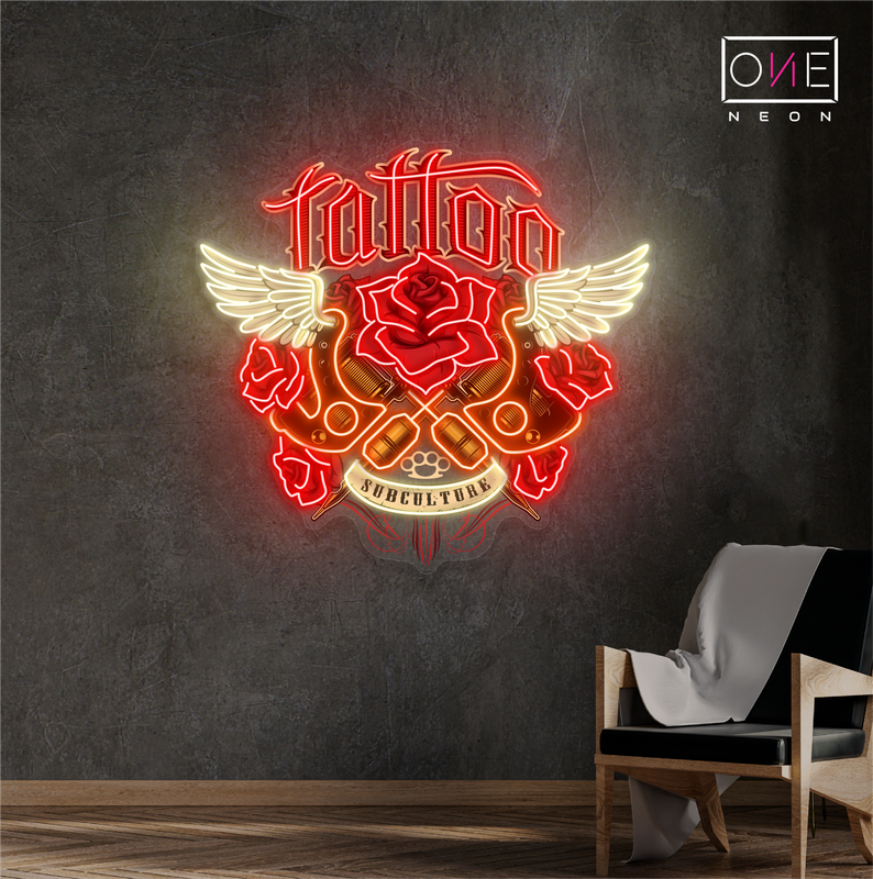 Enseigne Néon LED "Ailes de Tatouage"