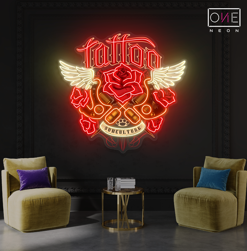 Enseigne Néon LED "Ailes de Tatouage"