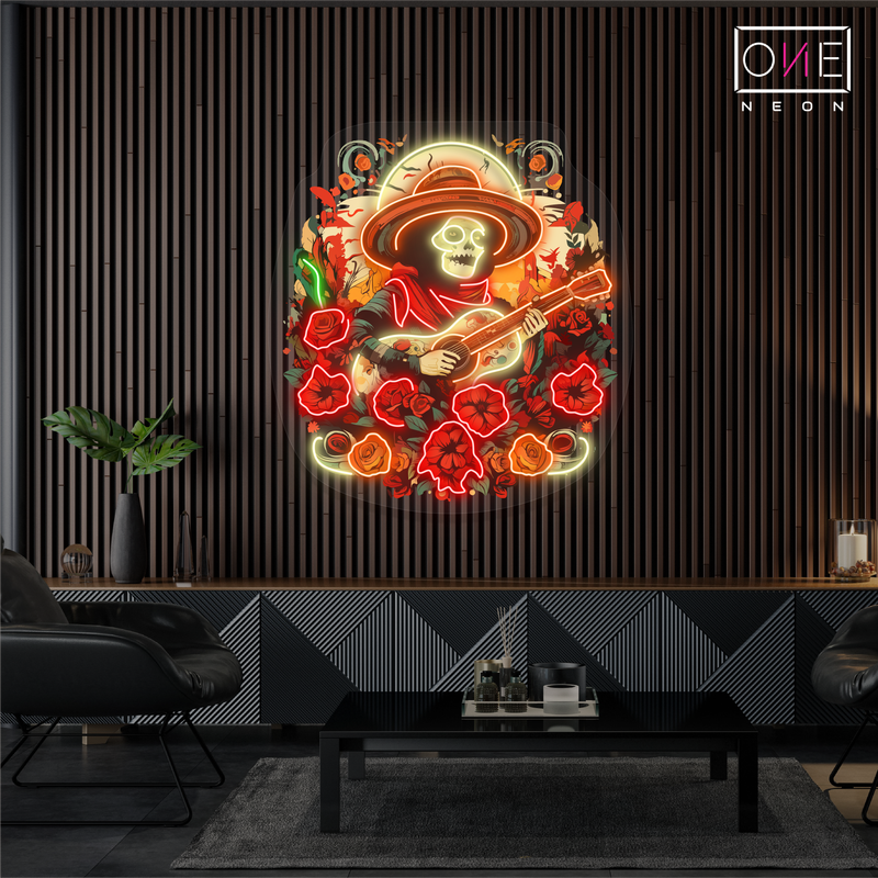Enseigne néon LED œuvre d'art Sérénade Mariachi