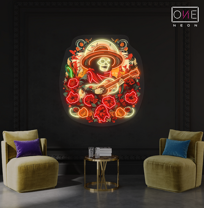 Enseigne néon LED œuvre d'art Sérénade Mariachi