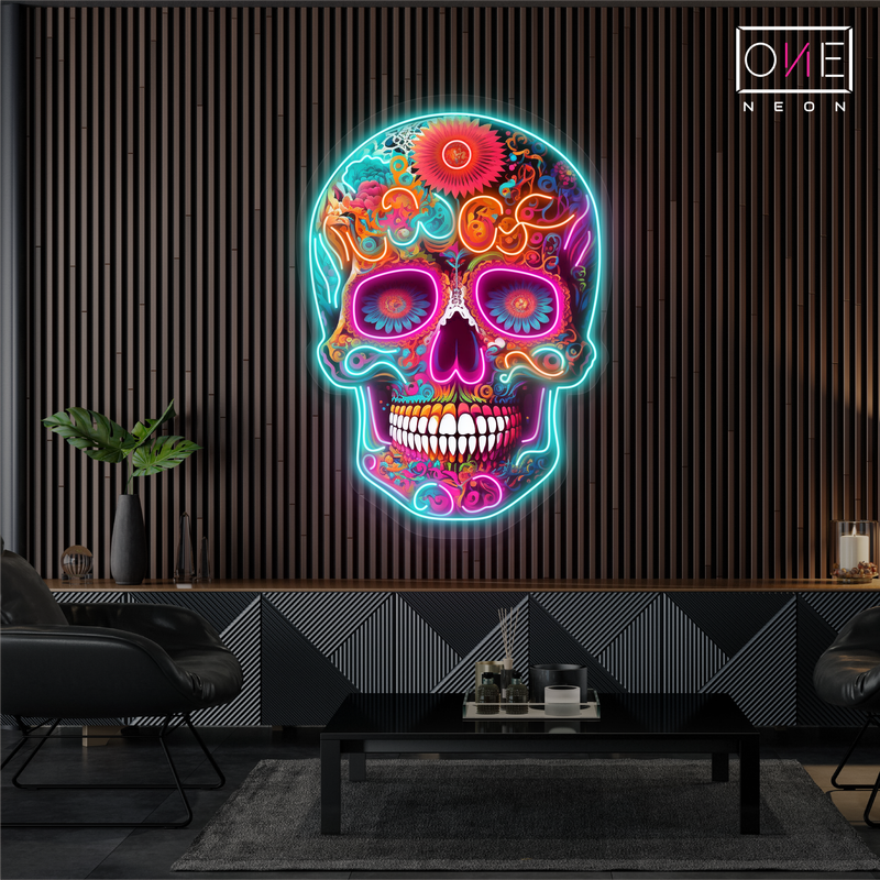 Enseigne néon LED Crâne Mexicain Ambiance Artistique