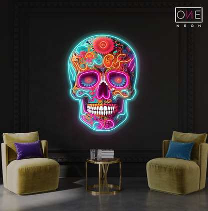 Enseigne néon LED Crâne Mexicain Ambiance Artistique