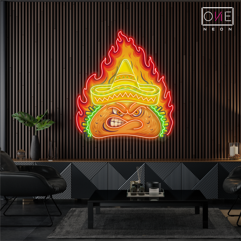 Enseigne néon LED "Fiery Taco Artwork"