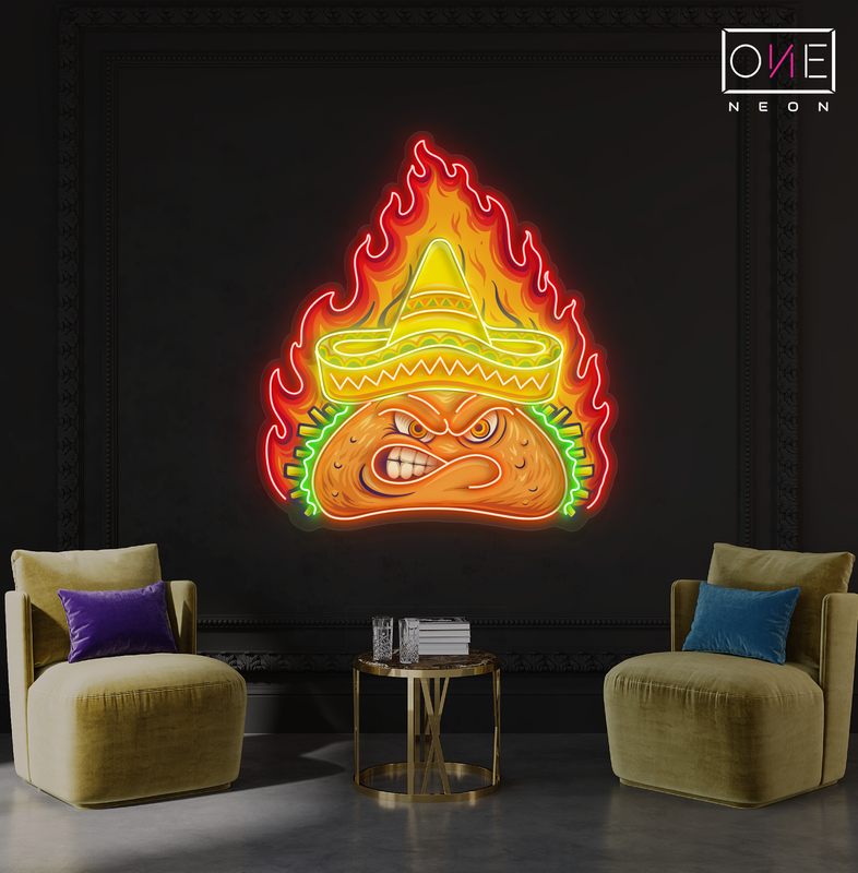 Enseigne néon LED "Fiery Taco Artwork"