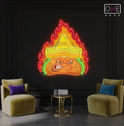 Enseigne néon LED "Fiery Taco Artwork"