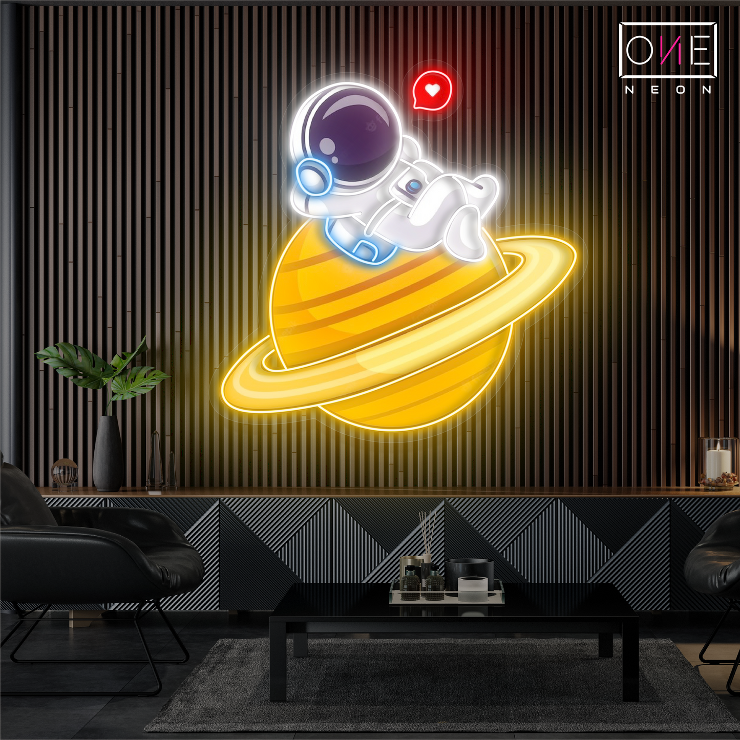 Mignonne œuvre d'art Néon LED Relax Astronaut
