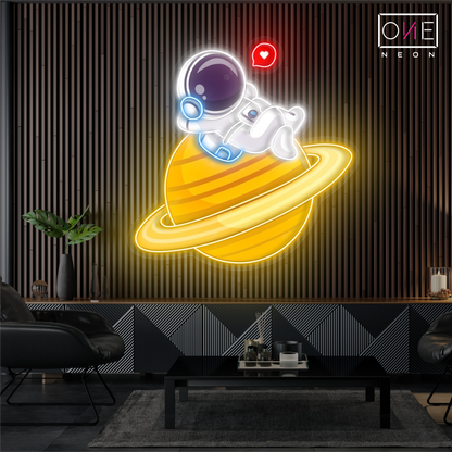 Mignonne œuvre d'art Néon LED Relax Astronaut