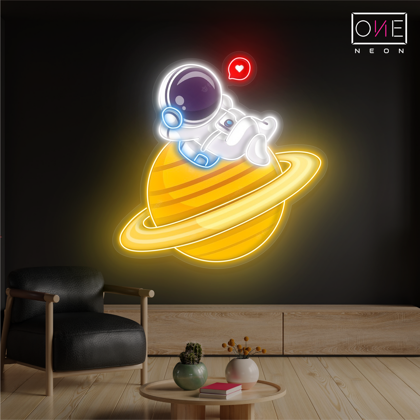 Mignonne œuvre d'art Néon LED Relax Astronaut