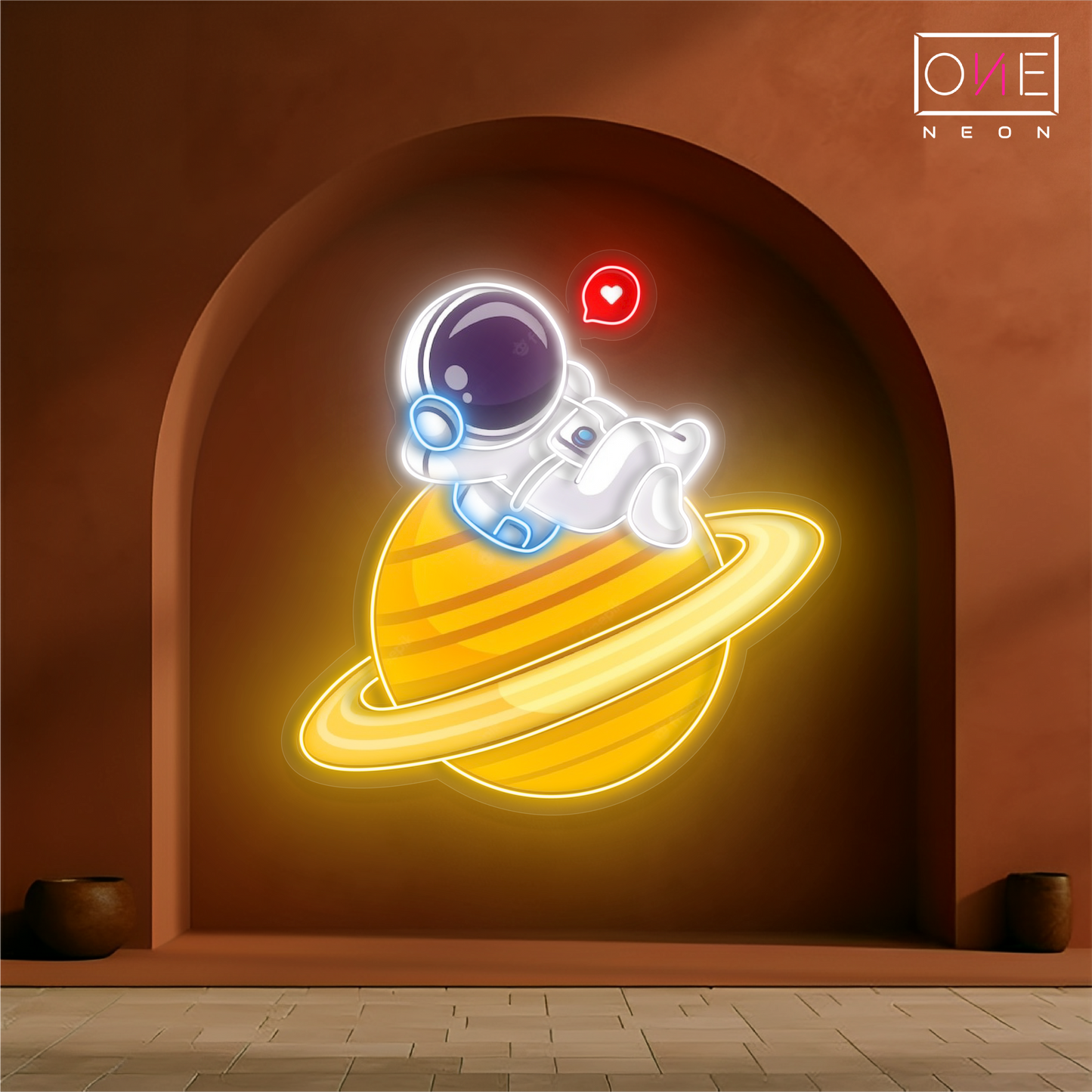 Mignonne œuvre d'art Néon LED Relax Astronaut